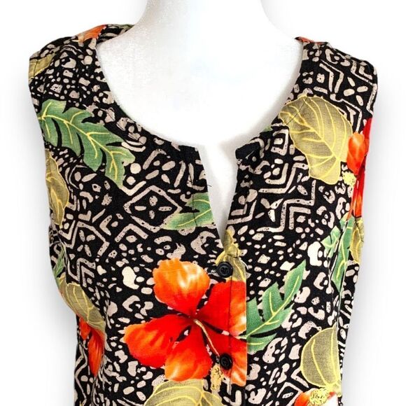 Vintage Matching Printed Short Set Abstract Tribal Art Hibiscus Floral COORD - Picture 4 of 11